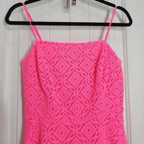 Lilly Pulitzer Womens Dress Jennilee Trellis Lace Barbie Pink Mini Fit Flare S - Picture 4 of 12